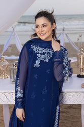 Azure Chiffon Embroidered 3 Piece Unstitched